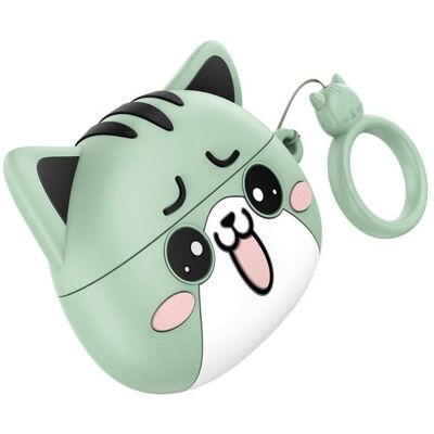 Auriculares Hoco EW48 inalámbricos Bluetooth 5.3 TWS con estuche diseño de gato color verde Auriculares Hoco EW48 inalámbricos Bluetooth 5.3 TWS con estuche diseño de gato color verde