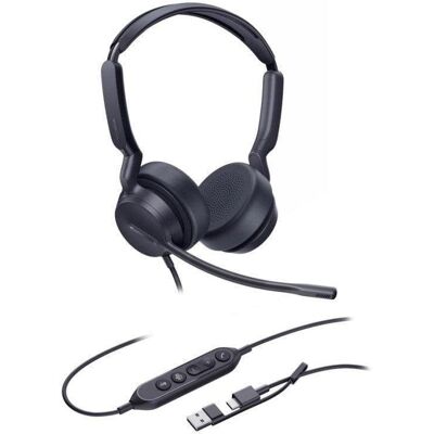 Auriculares Yealink UH42 Dual con cable USB-C/A para llamadas y música con cancelación de ruido negros Auriculares Yealink UH42 Dual con cable USB-C/A para llamadas y música con cancelación de ruido negros