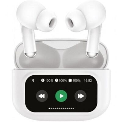 Auriculares Muvit M2404 inalámbricos Bluetooth con Cancelación de Ruido ANC+ENC pantalla estuche blancos Auriculares Muvit M2404 inalámbricos Bluetooth con Cancelación de Ruido ANC+ENC pantalla estuche blancos