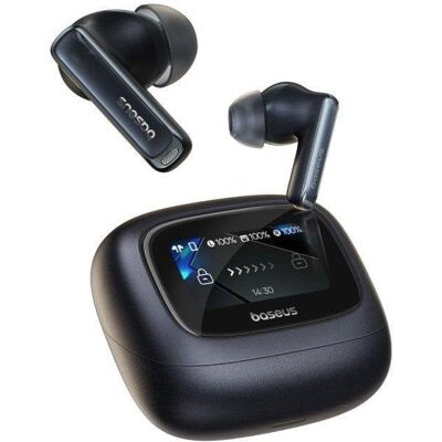 Auriculares Baseus Bowie M2s inalámbricos Bluetooth con Cancelación de Ruido, micrófono y pantalla en estuche, negros Auriculares Baseus Bowie M2s inalámbricos Bluetooth con Cancelación de Ruido, micrófono y pantalla en estuche, negros