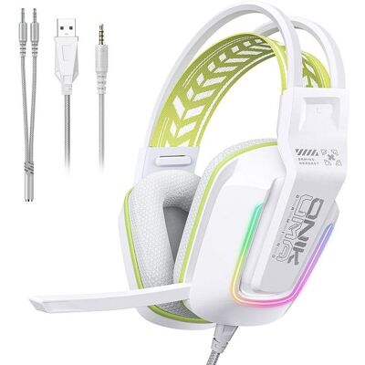 Auriculares ONIKUMA X13 con cable USB y jack 3,5 mm para gaming RGB blancos Auriculares ONIKUMA X13 con cable USB y jack 3,5 mm para gaming RGB blancos