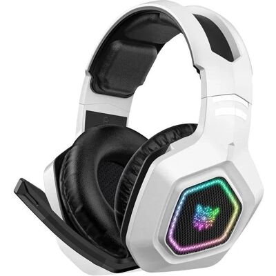 Auriculares ONIKUMA B100 inalámbricos Bluetooth 5.3 con micrófono cancelación de ruido RGB blancos Auriculares ONIKUMA B100 inalámbricos Bluetooth 5.3 con micrófono cancelación de ruido RGB blancos