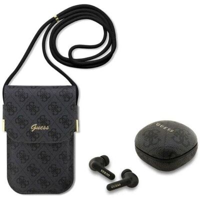 Auriculares Guess TWS inalámbricos Bluetooth con bolso polipiel negro logo 4G para uso diario Auriculares Guess TWS inalámbricos Bluetooth con bolso polipiel negro logo 4G para uso diario