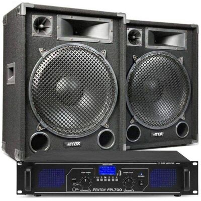Altavoces Fenton DJ MAX15 con amplificador Bluetooth 2000W y MP3 USB Altavoces Fenton DJ MAX15 con amplificador Bluetooth 2000W y MP3 USB