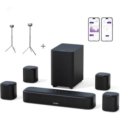Ultimea Barra de Sonido 7.1 330W para TV con 4 Altavoces Surround, Soportes Gratis Ultimea Barra de Sonido 7.1 330W para TV con 4 Altavoces Surround, Soportes Gratis