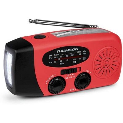 Radio Solar de Emergencia Thomson RT260R AM/FM Linterna LED Powerbank 2000 mAh y Función SOS Radio Solar de Emergencia Thomson RT260R AM/FM Linterna LED Powerbank 2000 mAh y Función SOS