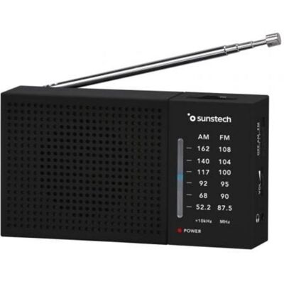 Radio portátil Sunstech RPS412 Negra analógica AM/FM con altavoz 2" y salida auriculares Radio portátil Sunstech RPS412 Negra analógica AM/FM con altavoz 2" y salida auriculares