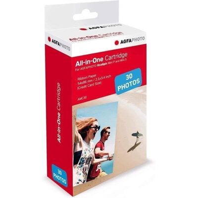 Cartucho fotográfico Agfaphoto AMC30 para Realipix Mini P y Mini S 30 hojas 5,3x8,6 cm Cartucho fotográfico Agfaphoto AMC30 para Realipix Mini P y Mini S 30 hojas 5,3x8,6 cm