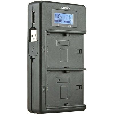 Cargador doble Jupio Duo LCD para Sony NP-FH50/70/100 y NP-FV50/70/100 PowerBank Cargador doble Jupio Duo LCD para Sony NP-FH50/70/100 y NP-FV50/70/100 PowerBank