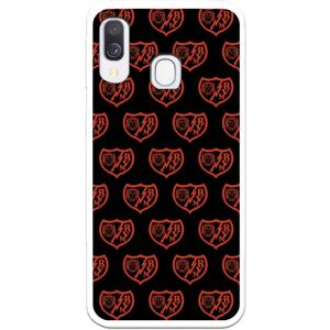 la-casa-de-las-carcasas Funda Para Samsung Galaxy A40 Del Rayo Vallecano Escudo Patrón Fondo Negro - Licencia Oficial Rayo Vallecano