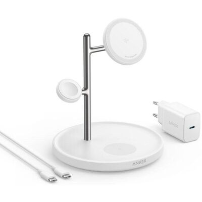Cargador inalámbrico Anker MagGo - Carga rápida 15W - Blanco Cargador inalámbrico Anker MagGo - Carga rápida 15W - Blanco