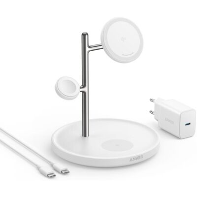 Cargador inalámbrico Anker MagGo - Carga rápida 15W - Blanco Cargador inalámbrico Anker MagGo - Carga rápida 15W - Blanco