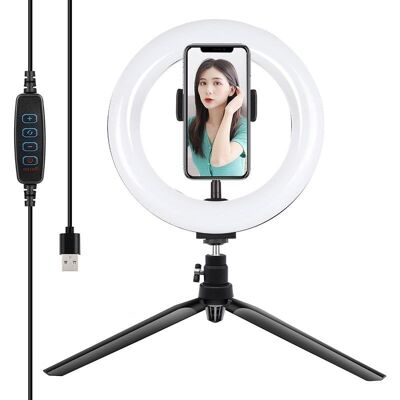 Lámpara de Aro LED Puluz PKT3073B 20 cm con Soporte para Móvil Lámpara de Aro LED Puluz PKT3073B 20 cm con Soporte para Móvil
