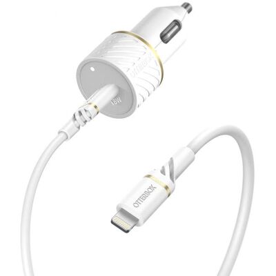 Cargador de coche OtterBox - Cable Lightning USB-C 18W - Blanco Cargador de coche OtterBox - Cable Lightning USB-C 18W - Blanco