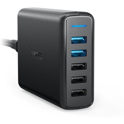 Cargador USB Anker PowerPort Speed 5 - 63W, 5 Puertos, Negro Cargador USB Anker PowerPort Speed 5 - 63W, 5 Puertos, Negro