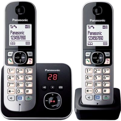 Teléfono DECT Panasonic KX-TG6822GB Negro/Plata 120 entradas Identificador de llamadas Teléfono DECT Panasonic KX-TG6822GB Negro/Plata 120 entradas Identificador de llamadas