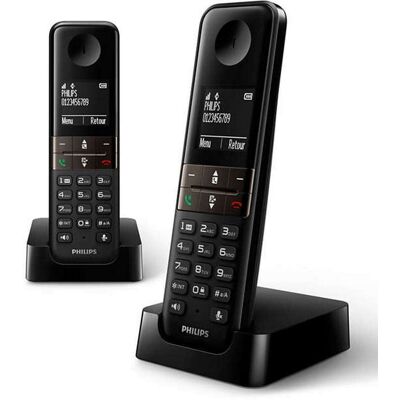Philips D4702B/34 Teléfono Inalámbrico Duo Negro Philips D4702B/34 Teléfono Inalámbrico Duo Negro