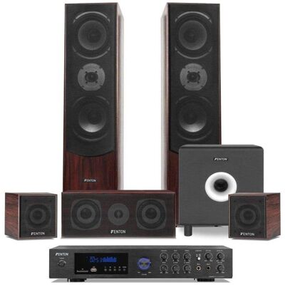 Fenton Cine en Casa 5.1 Bluetooth Subwoofer 10'' Karaoke Amplificador 5 Canales Fenton Cine en Casa 5.1 Bluetooth Subwoofer 10'' Karaoke Amplificador 5 Canales