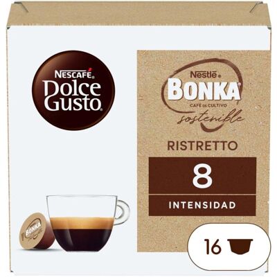 Nestle Cápsula de café Nescafé Dolce Gusto Ristretto Bonka 16 unidades alta intensidad Nestle Cápsula de café Nescafé Dolce Gusto Ristretto Bonka 16 unidades alta intensidad
