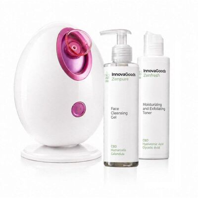 Pack Sauna Facial Eléctrica InnovaGoods Moispa con Gel y Tónico CBD Pack Sauna Facial Eléctrica InnovaGoods Moispa con Gel y Tónico CBD