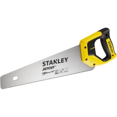 Stanley Jetcut Sierra De Mano 380 Mm (15") Hoja De Acero Sueco 0,85 Mm 11 Tpi Hardpoint 2x, Para Cortes De Acabado, Empuñadura Sobremoldeada Stanley Jetcut Sierra De Mano 380 Mm (15") Hoja De Acero Sueco 0,85 Mm 11 Tpi Hardpoint 2x, Para Cortes De Acabado, Empuñadura Sobremoldeada