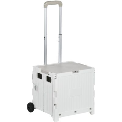 Homcom Carrito De La Compra Plegable Con 2 Ruedas 41,5x32,5x85 Cm Blanco Homcom Carrito De La Compra Plegable Con 2 Ruedas 41,5x32,5x85 Cm Blanco