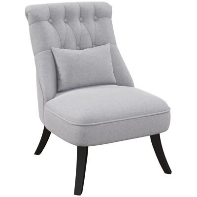 Homcom Butaca De Dormitorio Moderna Tapizado En Lino Con Cojín Gris Homcom Butaca De Dormitorio Moderna Tapizado En Lino Con Cojín Gris