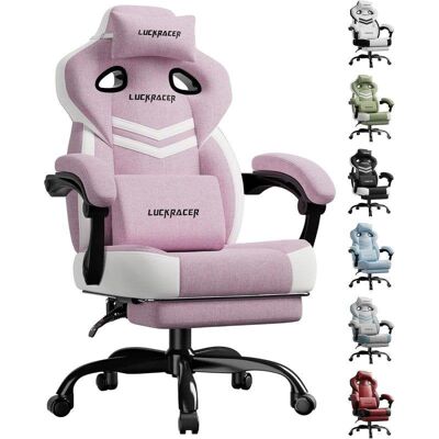 Sillón Gaming GTPLAYER Rosa Tela Reposabrazos Sincronizados Reclinable 155° Reposapiés Sillón Gaming GTPLAYER Rosa Tela Reposabrazos Sincronizados Reclinable 155° Reposapiés