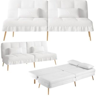 gtplayer Sofá Cama Con Función De Cama, Funda Futón Plegable, Sofá Cama, Sofá Esquinero, Cama Invitados, Sofá 3 Plazas, Con Respaldo Ajustable En Tela Teddy - Blanco gtplayer Sofá Cama Con Función De Cama, Funda Futón Plegable, Sofá Cama, Sofá Esquinero, Cama Invitados, Sofá 3 Plazas, Con Respaldo Ajustable En Tela Teddy - Blanco