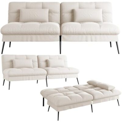 gtplayer Sofá Cama Con Función De Cama, Funda Futón Plegable, Sofá Cama, Sofá Esquinero, Cama Invitados, Sofá 3 Plazas, Con Respaldo Ajustable En Tela - Beige gtplayer Sofá Cama Con Función De Cama, Funda Futón Plegable, Sofá Cama, Sofá Esquinero, Cama Invitados, Sofá 3 Plazas, Con Respaldo Ajustable En Tela - Beige