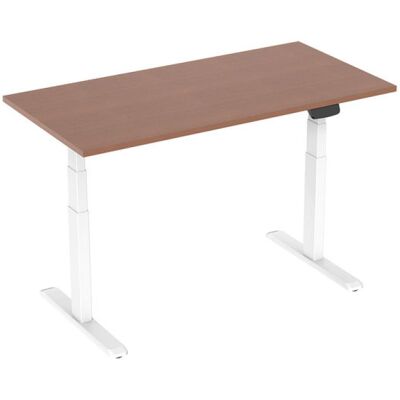 Escritorio ajustable KIMEX - 120x75cm, Blanco/Nogal - Ergonómico Escritorio ajustable KIMEX - 120x75cm, Blanco/Nogal - Ergonómico