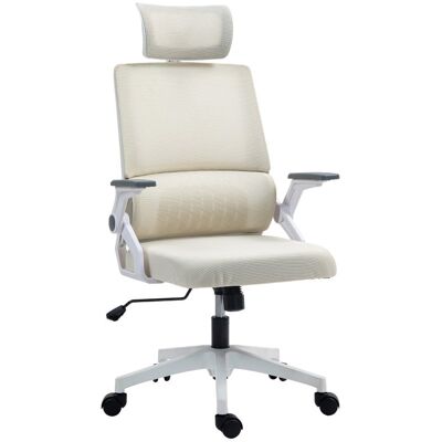 Vinsetto Silla De Oficina De Malla Con Altura Ajustable Y Reposabrazos Beige Vinsetto Silla De Oficina De Malla Con Altura Ajustable Y Reposabrazos Beige