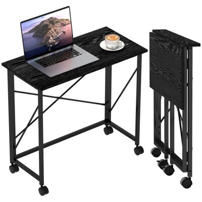 Homcom Escritorio Plegable Con Ruedas Para Espacios Pequeños 80x40x75 Cm Negro Homcom Escritorio Plegable Con Ruedas Para Espacios Pequeños 80x40x75 Cm Negro