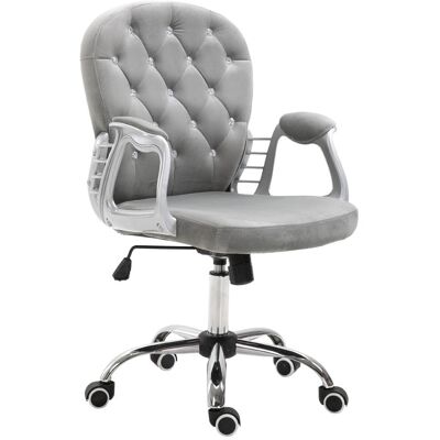 Vinsetto Silla De Escritorio Tapizada En Terciopelo Carga 120 Kg Gris Vinsetto Silla De Escritorio Tapizada En Terciopelo Carga 120 Kg Gris