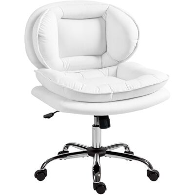 Homcom Silla De Oficina Con Piernas Cruzadas Asiento Ancho Blanco Homcom Silla De Oficina Con Piernas Cruzadas Asiento Ancho Blanco