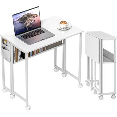 Homcom Escritorio Plegable Con Ruedas Y Estante 80x50x75 Cm Blanco Homcom Escritorio Plegable Con Ruedas Y Estante 80x50x75 Cm Blanco