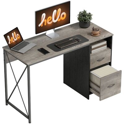 Homcom Mesa De Ordenador 120x50 Cm Con Compartimento Y 2 Cajones Gris Claro Homcom Mesa De Ordenador 120x50 Cm Con Compartimento Y 2 Cajones Gris Claro