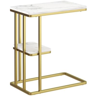 Homcom Mesa Auxiliar Estructura En C Estrecha Con Estante Blanco Efecto Mármol Homcom Mesa Auxiliar Estructura En C Estrecha Con Estante Blanco Efecto Mármol