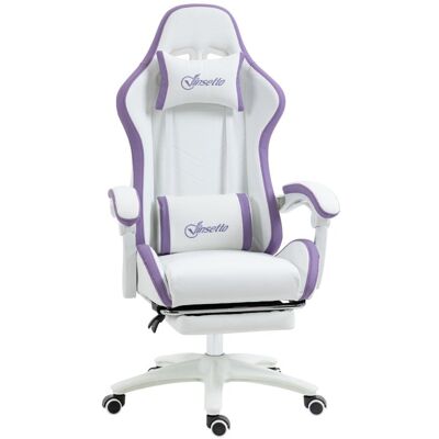 Vinsetto Silla Gaming De Cuero Pu Con Altura Ajustable 65x65x121-129 Cm Blanco Vinsetto Silla Gaming De Cuero Pu Con Altura Ajustable 65x65x121-129 Cm Blanco