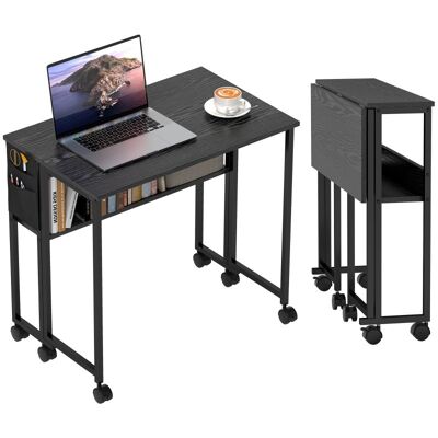 Homcom Escritorio Plegable Con Ruedas 80x50x75 Cm Negro Homcom Escritorio Plegable Con Ruedas 80x50x75 Cm Negro