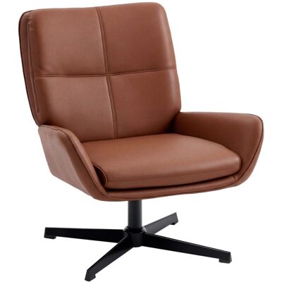 Homcom Sillón Giratorio Tapizado En Pu Con Asiento Acolchado Marrón Homcom Sillón Giratorio Tapizado En Pu Con Asiento Acolchado Marrón