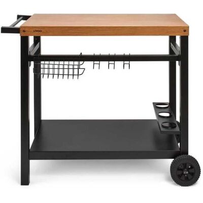 Carro Para Plancha Livoo Gs131 Negro Y Madera Con Mesa 85 X 50 Cm, Estructura Metálica, Portabotellas, Ganchos Y 2 Ruedas Para 2, 3 O 4 Quemadores Carro Para Plancha Livoo Gs131 Negro Y Madera Con Mesa 85 X 50 Cm, Estructura Metálica, Portabotellas, Ganchos Y 2 Ruedas Para 2, 3 O 4 Quemadores