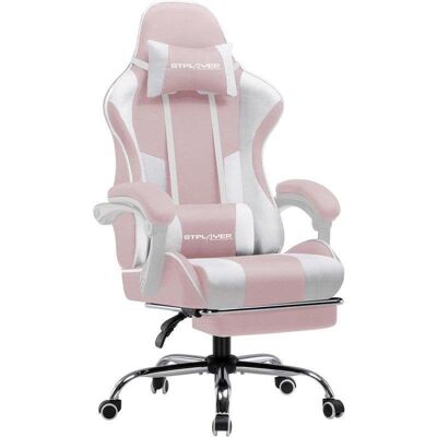 Silla Gaming GTPLAYER Ergonómica con Reposapiés y Masaje Lumbar Tela Rosa Silla Gaming GTPLAYER Ergonómica con Reposapiés y Masaje Lumbar Tela Rosa