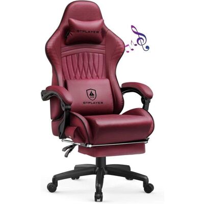 Silla Gaming GTPLAYER Ergonómica con Altavoces y Reposapiés Rojo Vino Silla Gaming GTPLAYER Ergonómica con Altavoces y Reposapiés Rojo Vino