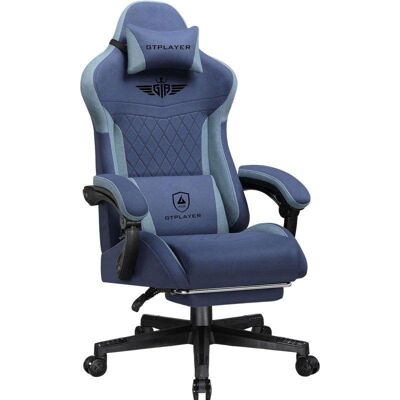Silla Gaming GTPLAYER Ergonómica Soporte Lumbar Respaldo Ancho 150kg Tela Azul Oscuro Silla Gaming GTPLAYER Ergonómica Soporte Lumbar Respaldo Ancho 150kg Tela Azul Oscuro