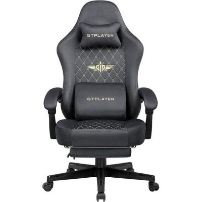 Silla Gaming GTPLAYER Ergonómica con Reposapiés y Resorte 150 kg - Tela Gris Silla Gaming GTPLAYER Ergonómica con Reposapiés y Resorte 150 kg - Tela Gris