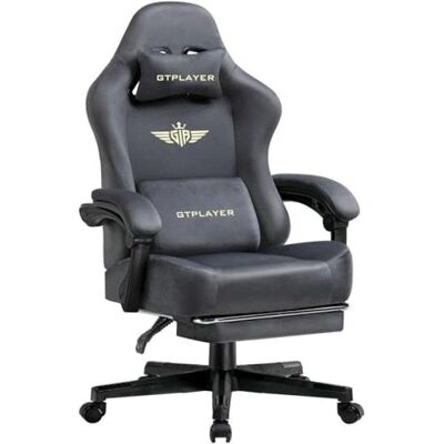 Silla Gaming GTPLAYER Ergonómica con Respaldo 160° y Reposapiés 180kg Tela Gris Silla Gaming GTPLAYER Ergonómica con Respaldo 160° y Reposapiés 180kg Tela Gris