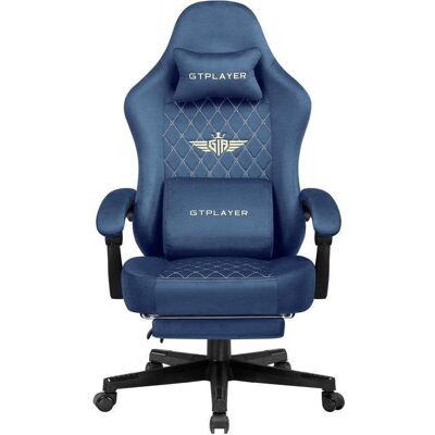 Silla Gaming GTPLAYER Ergonómica con Reposapiés y Asiento de Muelle 150 kg Azul Silla Gaming GTPLAYER Ergonómica con Reposapiés y Asiento de Muelle 150 kg Azul