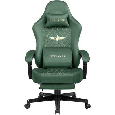 Silla Gaming GTPLAYER Ergonómica con Asiento de Muelles y Reposapiés - Tela Verde Silla Gaming GTPLAYER Ergonómica con Asiento de Muelles y Reposapiés - Tela Verde