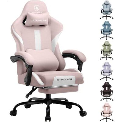 Silla Gaming GTPLAYER Ergonómica con Reposapiés y Respaldo Reclinable Rosa Silla Gaming GTPLAYER Ergonómica con Reposapiés y Respaldo Reclinable Rosa